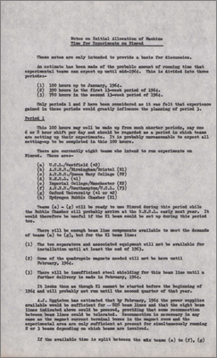 Notes for initial allocation of machine time for experiments on Nimrod (includes table for comparison of requirements, 15 August 1963)