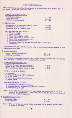 Minutes regarding building completion dates (29 July 1958)