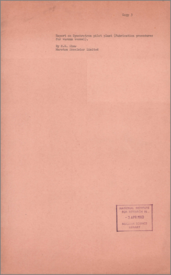 Report from MW Shaw, Marston Excelsior Ltd on the issues and development work for the synchrotron vacuum chamber (18 March 1960)
