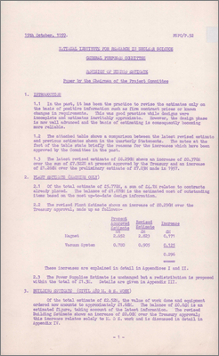 PSPC/P52 and NI(GP)(59)31 Revision of Nimrod estimate (Revision of finances now that estimates are becoming more reliable, 9 October 1959)