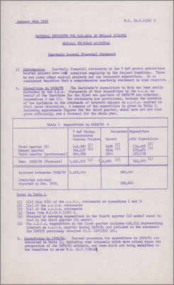 NI(GP)(59)3 Quarterly General Financial Statement (30 January 1959)