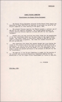 NI/GP/60/26 also PSPC/P66 Proposed contract for Ripple Filter Transformers for Nimrod (Contract with AEI, equipment required for power supply, 30 May 1960)