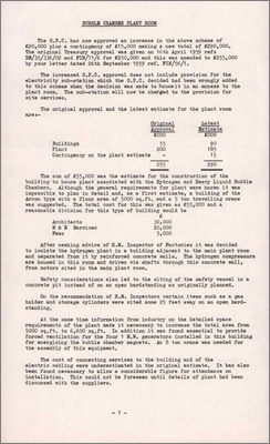 NI/GP/60/42 Bubble Chamber plant room (Explanation of estimated cost and draft of explanatory note, 27 October 1960)
