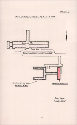 NI/GP/60/48 Additional office accommodation at the Rutherford Laboratory (Extension to R20 including sketch, 23 December 1960)