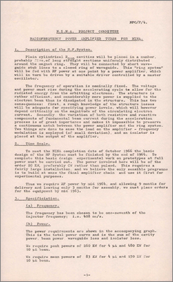 NI/GP/63/17 and NPC/P/4 Radio-frequency Power Amplifier Tubes for NINA (3 May 1963)