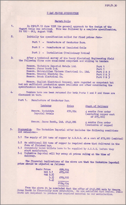 PSPC/P30 Magnet Coils (Assessment of contracts, 13 November 1958)