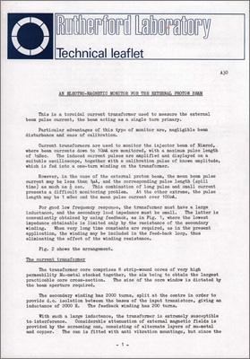 A30 An electro-magnetic monitor for the external proton beam