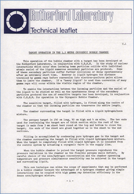 Target Operation in the 1.5 metre Cryogenic Bubble Chamber (May 1970, Nimrod Division)