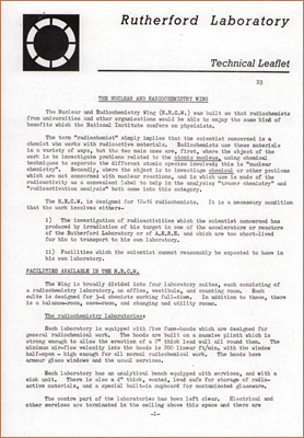 The Nuclear and Radiochemistry Wing