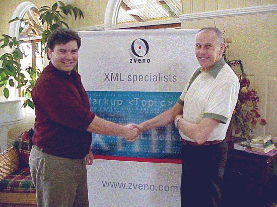 Steve Ball of Zveno, an Australian XML Company, with Bob Hopgood