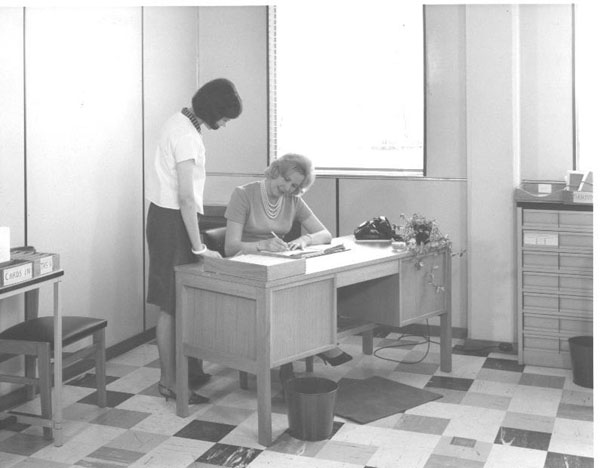 Miss Anne Pascoe with Mrs Dorothy Phelps, Supervisor at the Data Preparation Room