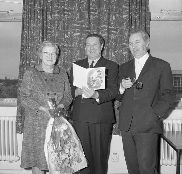 Retirement: Bill Hayes and wife with Jack Howlett