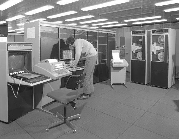 Figure 3; the PDP-15 computer and TV display installed at the Atlas Computer Laboratory.