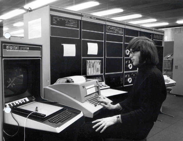 Julian Gallop at the VT15 Display, 1973