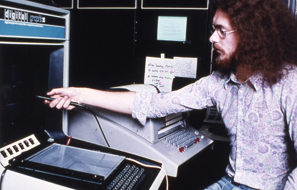 Alan Francis using the PDP15, 1974