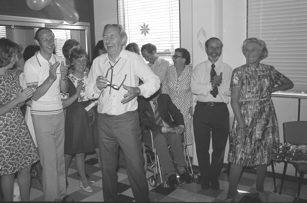 Judy Lay, Mike Claringbold, Pat Athawes, Jack, Gerry Pickavance, Roland Brandwood, 
Mrs Pickavance, ICL Engineer, Joan