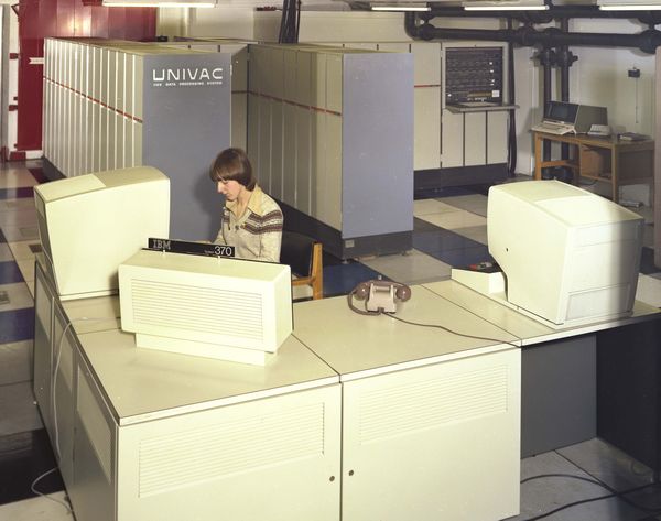 IBM 3032 Console with Univac 1108 behind, April, 1980