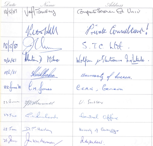 Visitors Book: May/June 1981