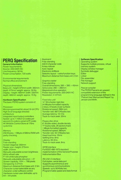 PERQ Specification, December 1981
