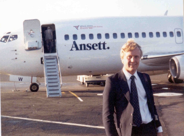 Peter Lever about to board the plane to Adelaide for the next PERQ presentation