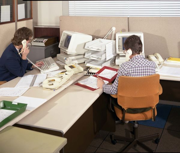 Lorna Claringbold and Steve Woodward in the Service Line Office