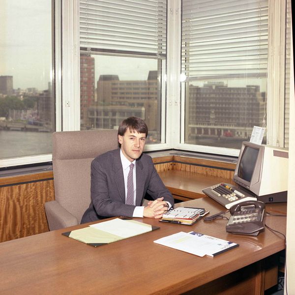Rob Witty, the new Alvey Software Engineering Director, in his Millbank Office, September 1986