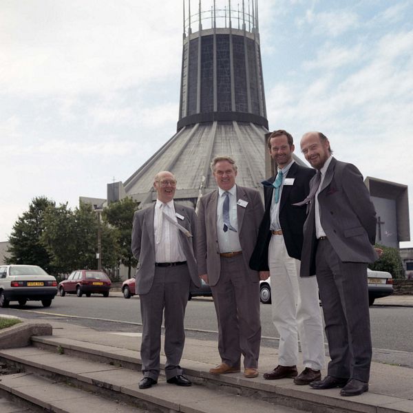 Left to right: Cyril Balderstone (Deputy Coordinator to August 1990), Mike Jane (Coordinator), Raymond Fawcett (Deputy Coordinator from August 1990) and Terry Mawby (Mailshot editor)