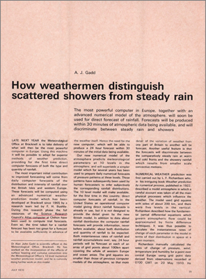 How weathermen distinguish scattered showers from steady rain (paper by AJ Gadd for Science Journal, July 1970)