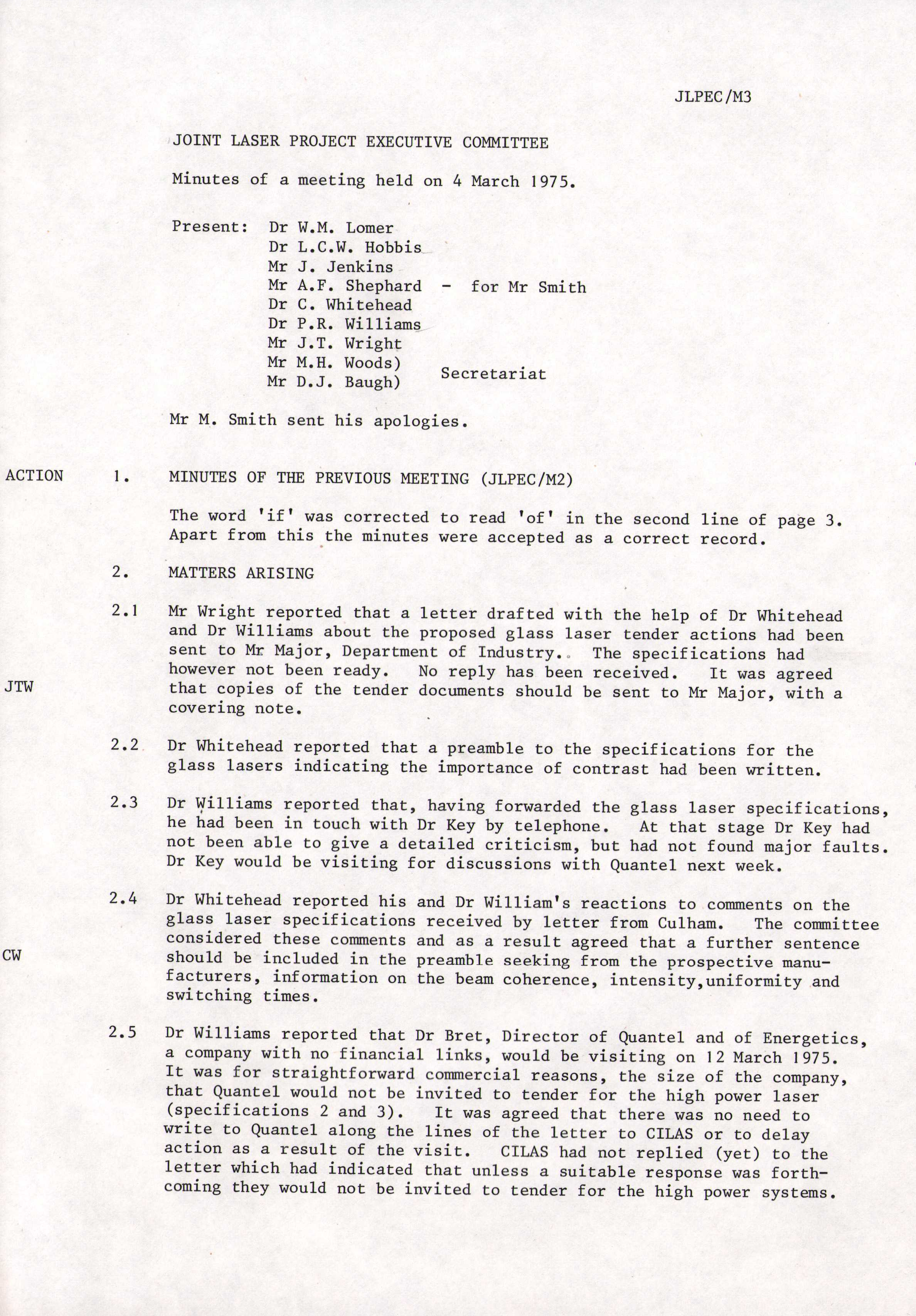 JLPEC/M3 Minutes of meeting (4 March 1975)