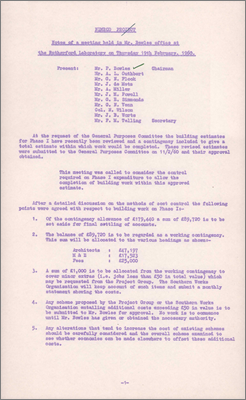 Notes from a meeting concerning building estimates (19 February 1960)