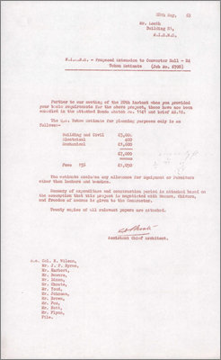 Note from Choate, SWO concerning proposed extension to Converter Hall R4 (Includes estimated costs and functional specification brief, 29 May 1963)