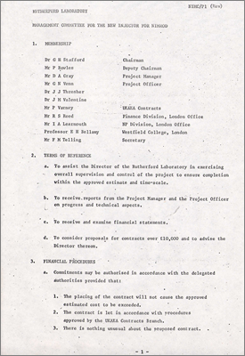 NIMC-P01 Management Committee for the new Injector for Nimrod (17 January 1973)