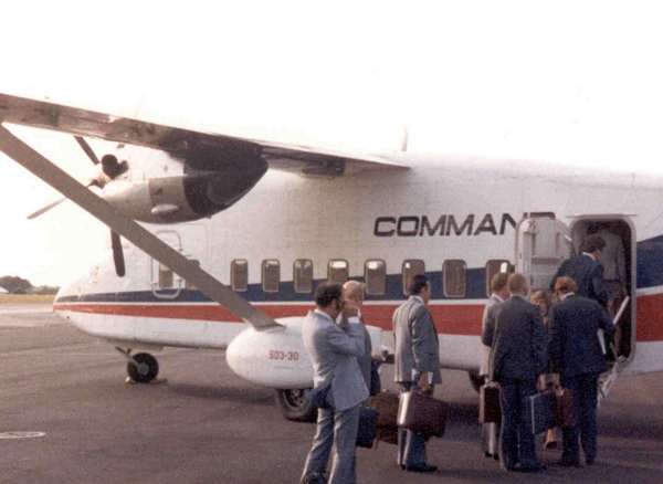 Cliff Pavelin photographing the plane to Boston, 1981